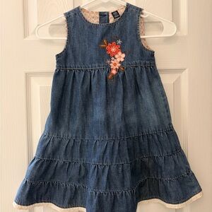 GAP Blue Denim Dress with Floral Embroidered Accents 5T